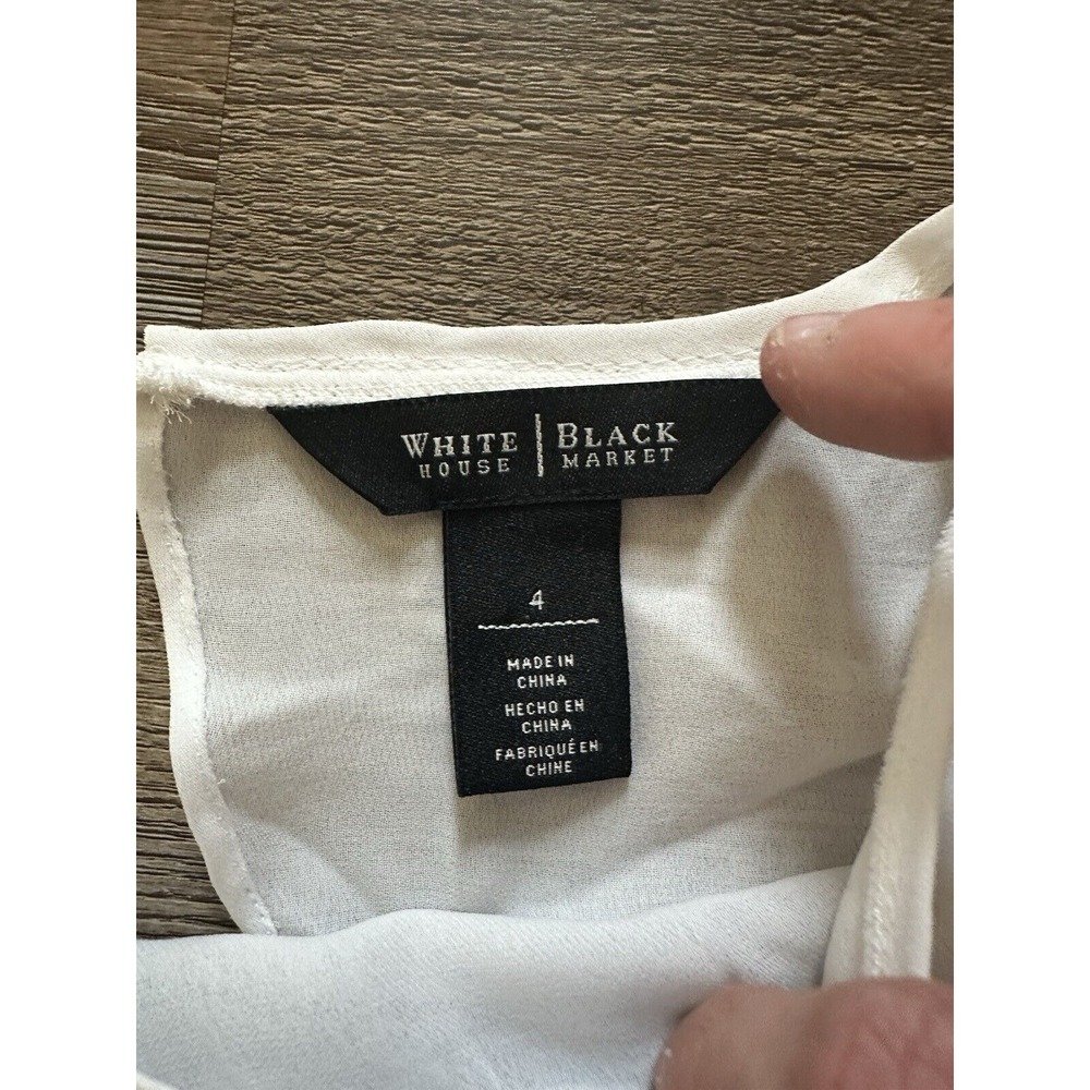 White House Black Market Colorblock Contrast Short Sleeve Blouse Top Size 4 - Picture 4 of 4